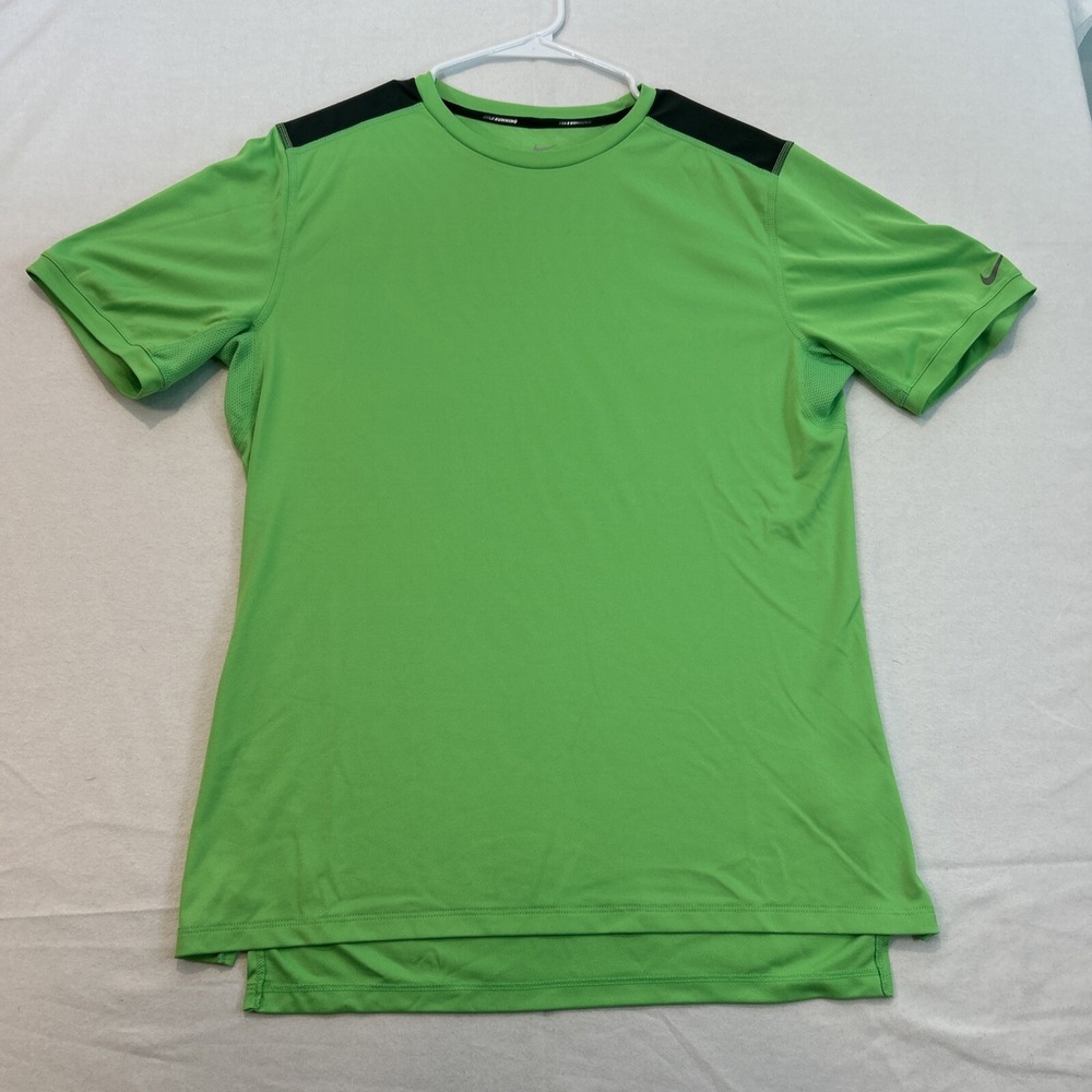 Nike Running Dri Fit Mens T-Shirt Green Lightweight Gym Workout Active Medium
